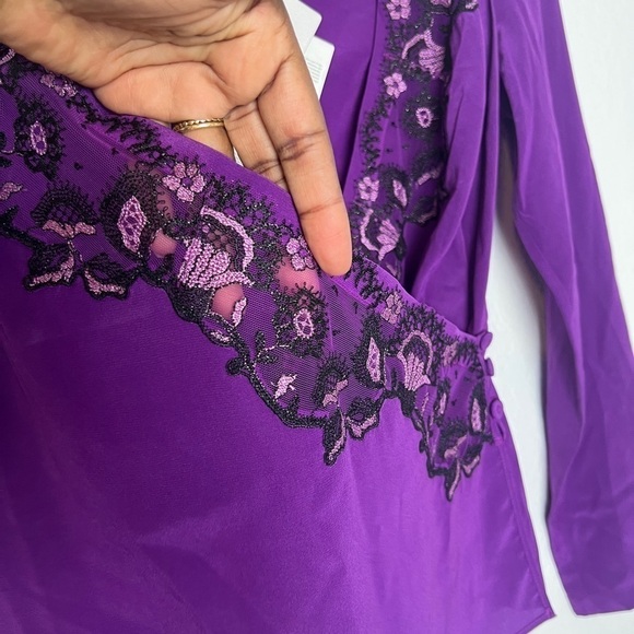 La Perla Castle Garden Wrap-Effect Embellished Stretch Silk Top - Picture 4 of 9